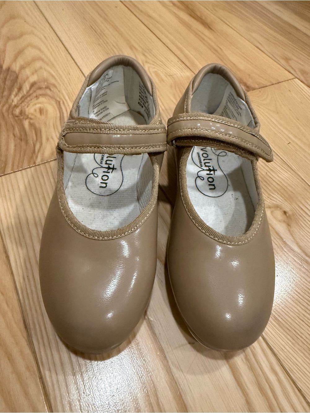 Revolution Girls Beige Mary Jane Tap Shoes with Hook-and-Loop Strap